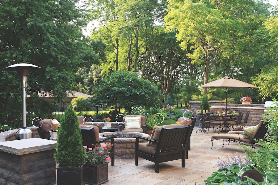 A Sonance outdoor audio system blends in seamlessly with landscaping.